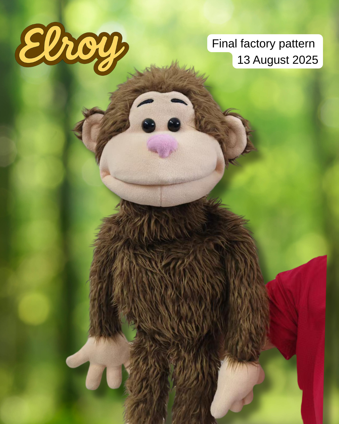 PRE-ORDER Elroy - Full-Body Brown Monkey Puppet (24"/60cm) Shipping October