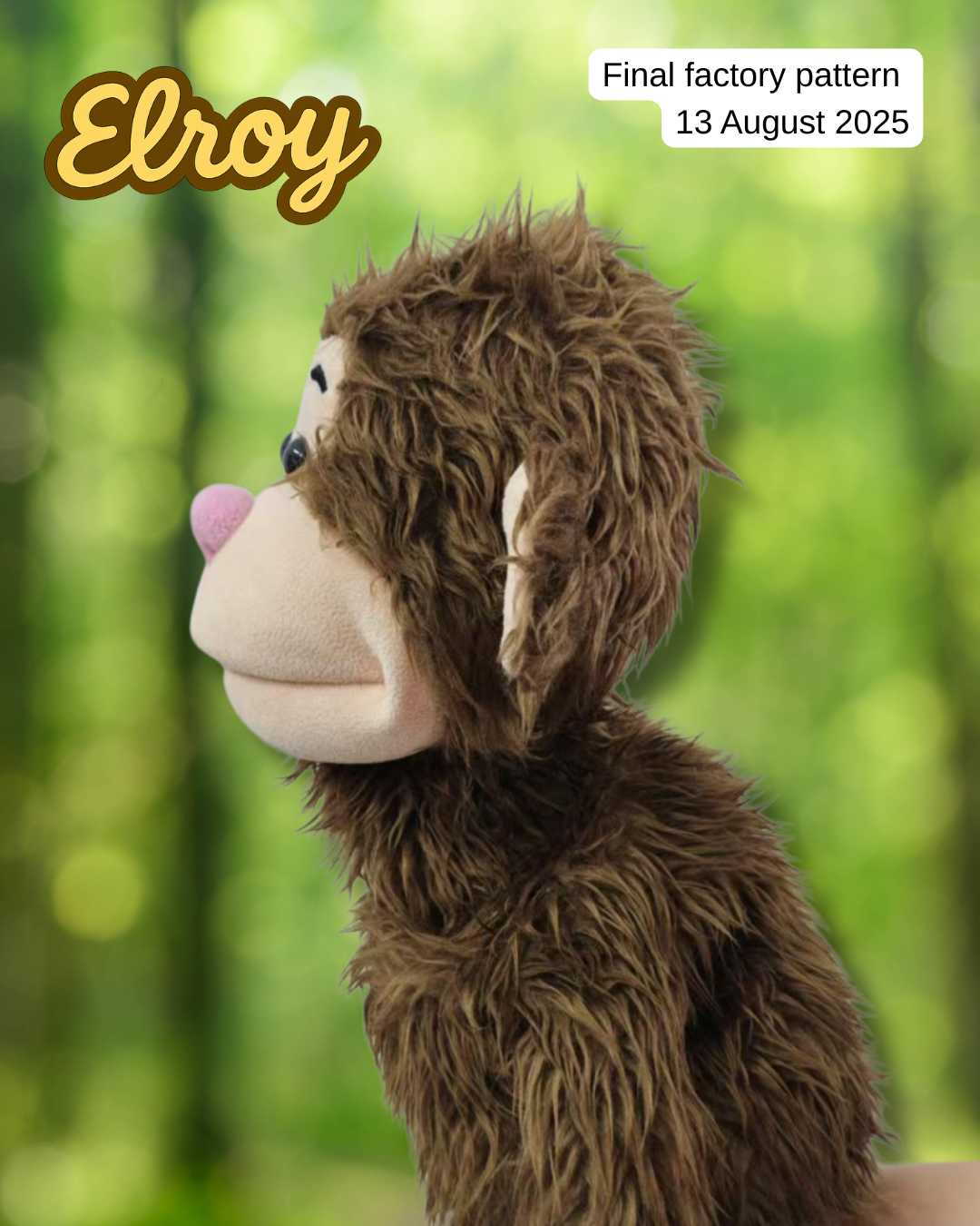 PRE-ORDER Elroy - Full-Body Brown Monkey Puppet (24"/60cm) Shipping October