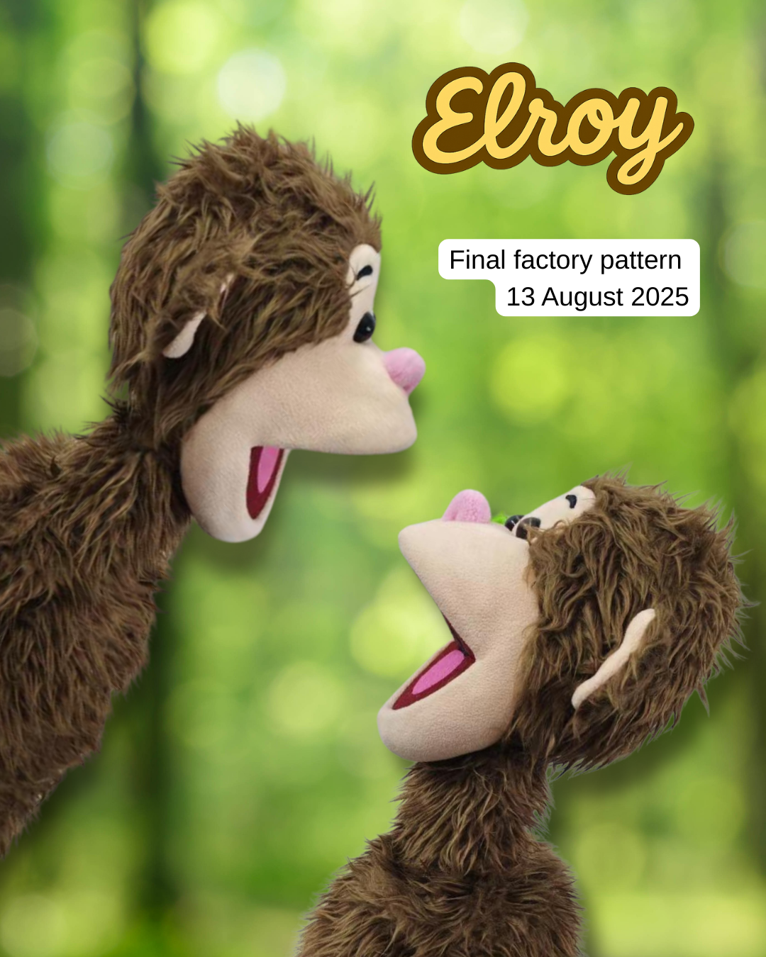PRE-ORDER Elroy - Full-Body Brown Monkey Puppet (24"/60cm) Shipping October