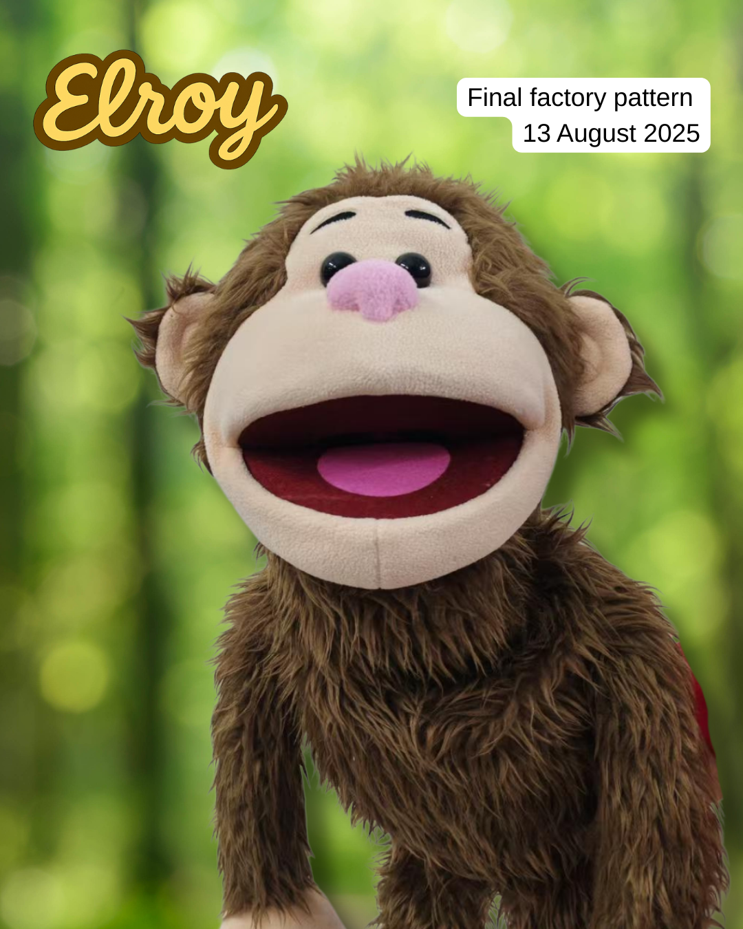 PRE-ORDER Elroy - Full-Body Brown Monkey Puppet (24"/60cm) Shipping October