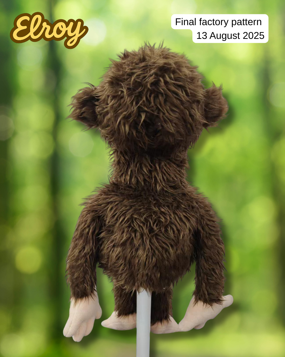 PRE-ORDER Elroy - Full-Body Brown Monkey Puppet (24"/60cm) Shipping October
