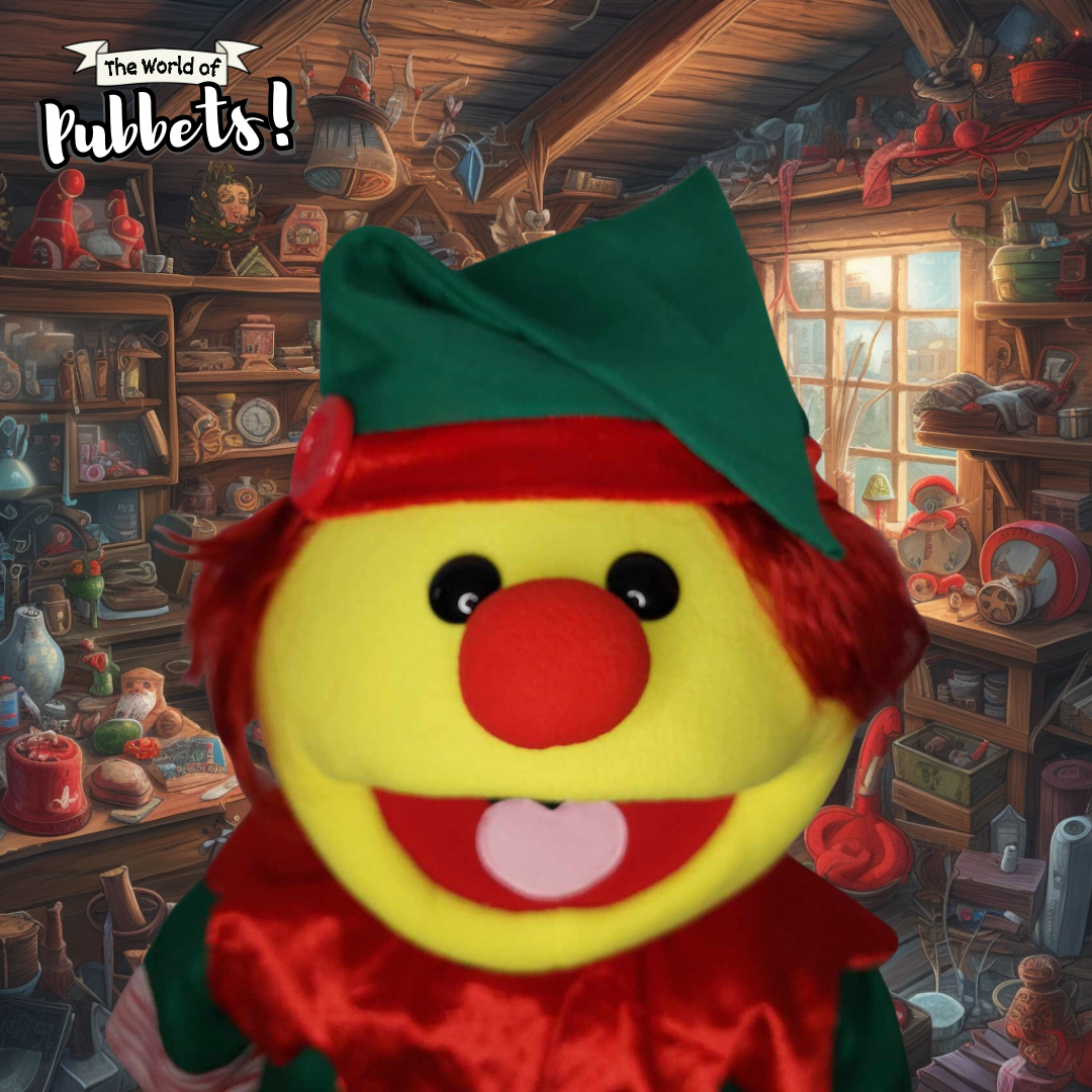 Boops the Christmas Elf! Yellow 32" (80cm) Full-Body Boy Elf Puppet with Tailored Outfit and Carry Bag