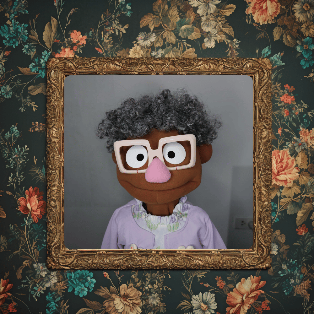Grammy Sue – Brown Full-Body Grandma Hand Puppet with Rabbit Dress & Glasses | DHL Express Shipping Included