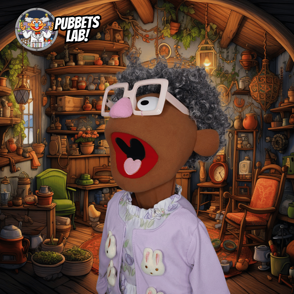 Grammy Sue – Brown Full-Body Grandma Hand Puppet with Rabbit Dress & Glasses | DHL Express Shipping Included