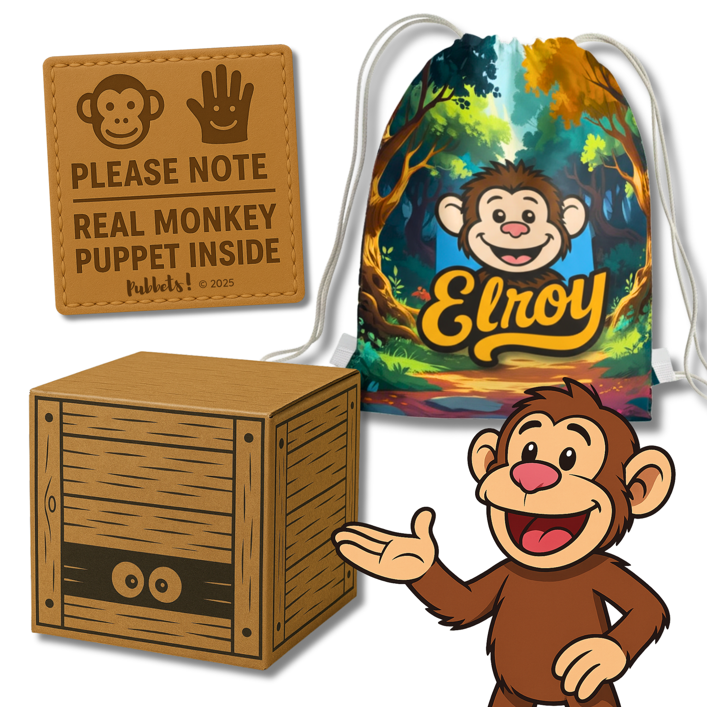 PRE-ORDER Elroy - Full-Body Brown Monkey Puppet (24"/60cm) Shipping October
