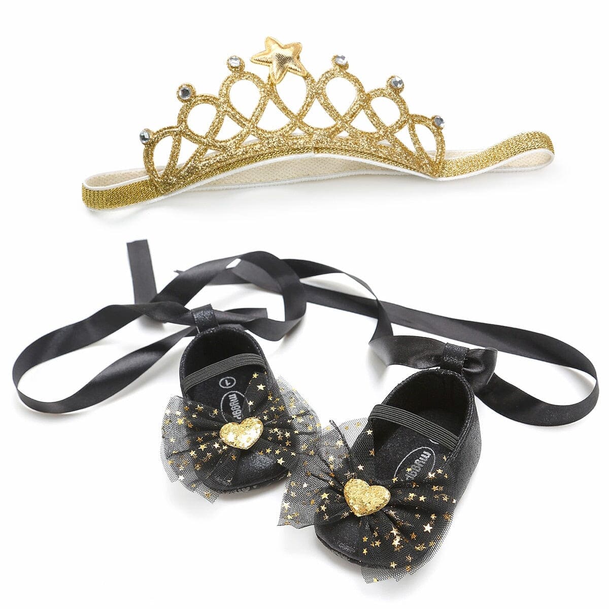 Blissy Premium Outfitters Pubbets Princess Sequined Bow Shoe & Headband Set