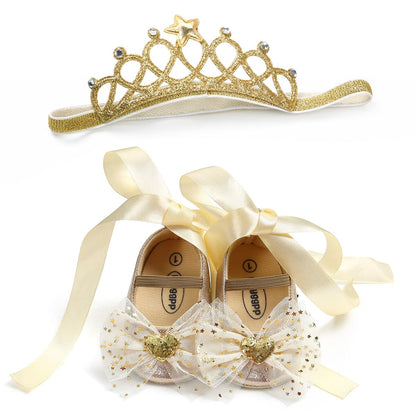 Blissy Premium Outfitters Pubbets Princess Sequined Bow Shoe & Headband Set