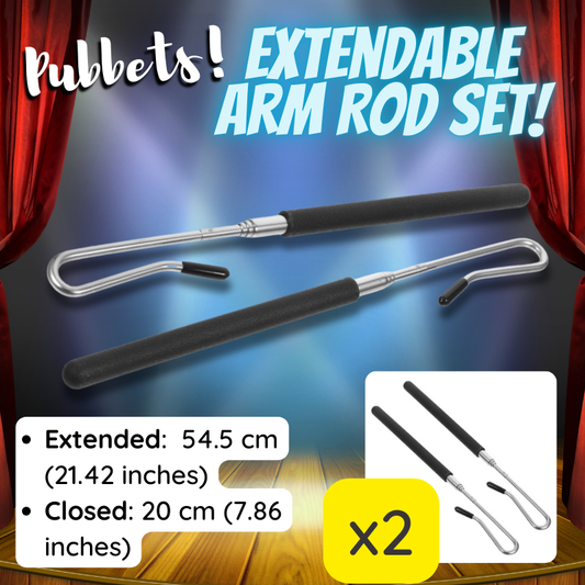 Pubbets Extendable Arm Rod Set – 20 to 54.5cm Lightweight & Flexible Control for Puppetry