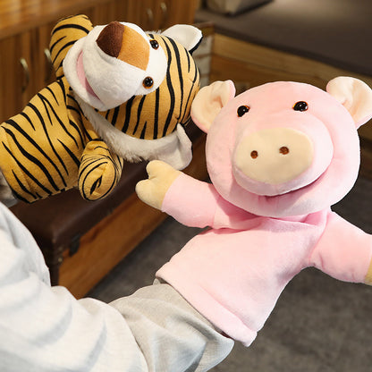 Pig & Tiger Hand Puppets – 28cm Plush Puppets for Storytelling Fun