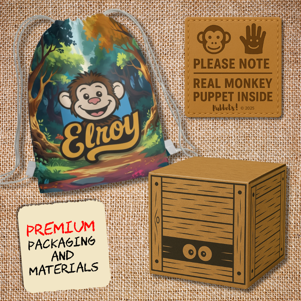 PRE-ORDER Elroy - Full-Body Brown Monkey Puppet (24"/60cm) Shipping October