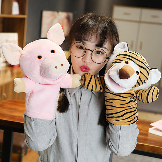 Pig & Tiger Hand Puppets – 28cm Plush Puppets for Storytelling Fun