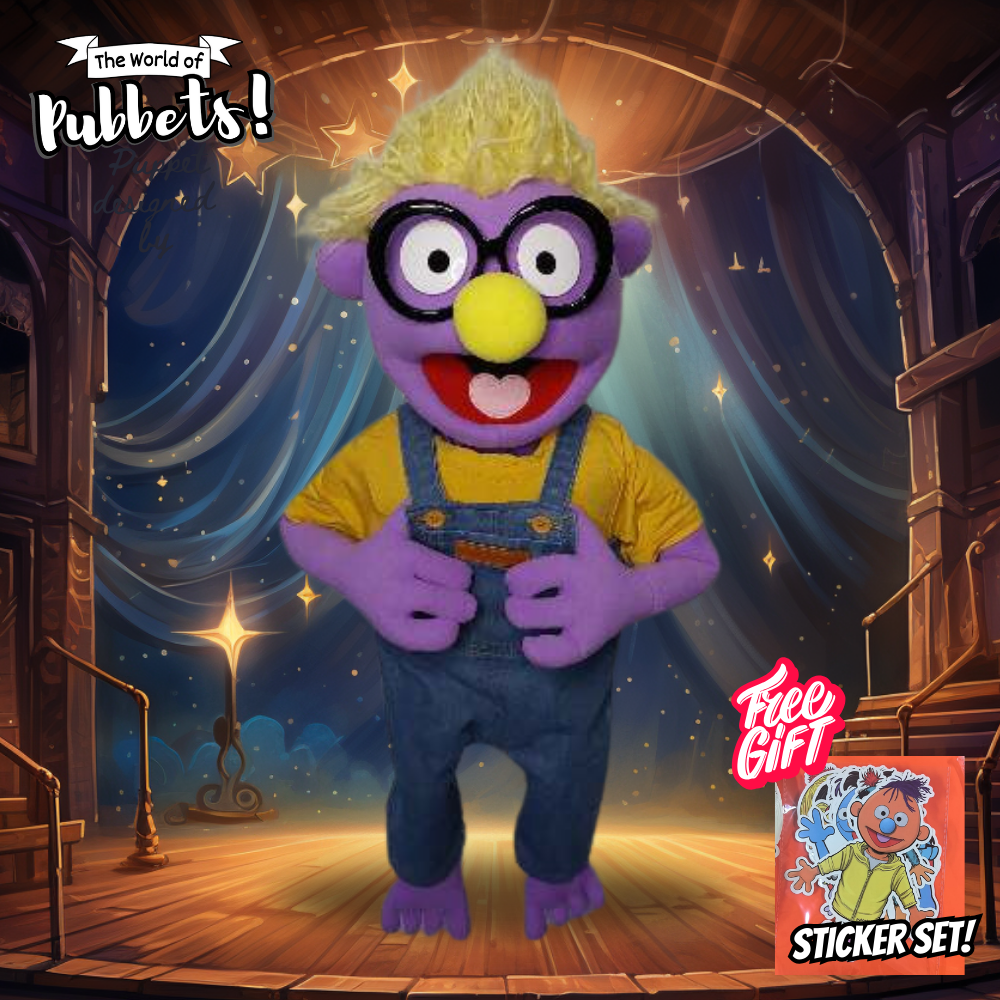 Bobby - Premium Full-Body Purple Puppet with Oversized Glasses