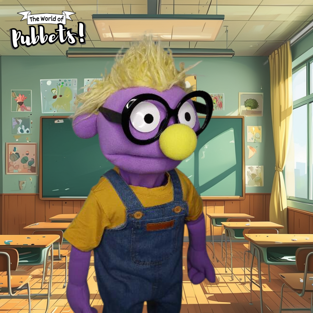 Bobby - Premium Full-Body Purple Puppet with Oversized Glasses