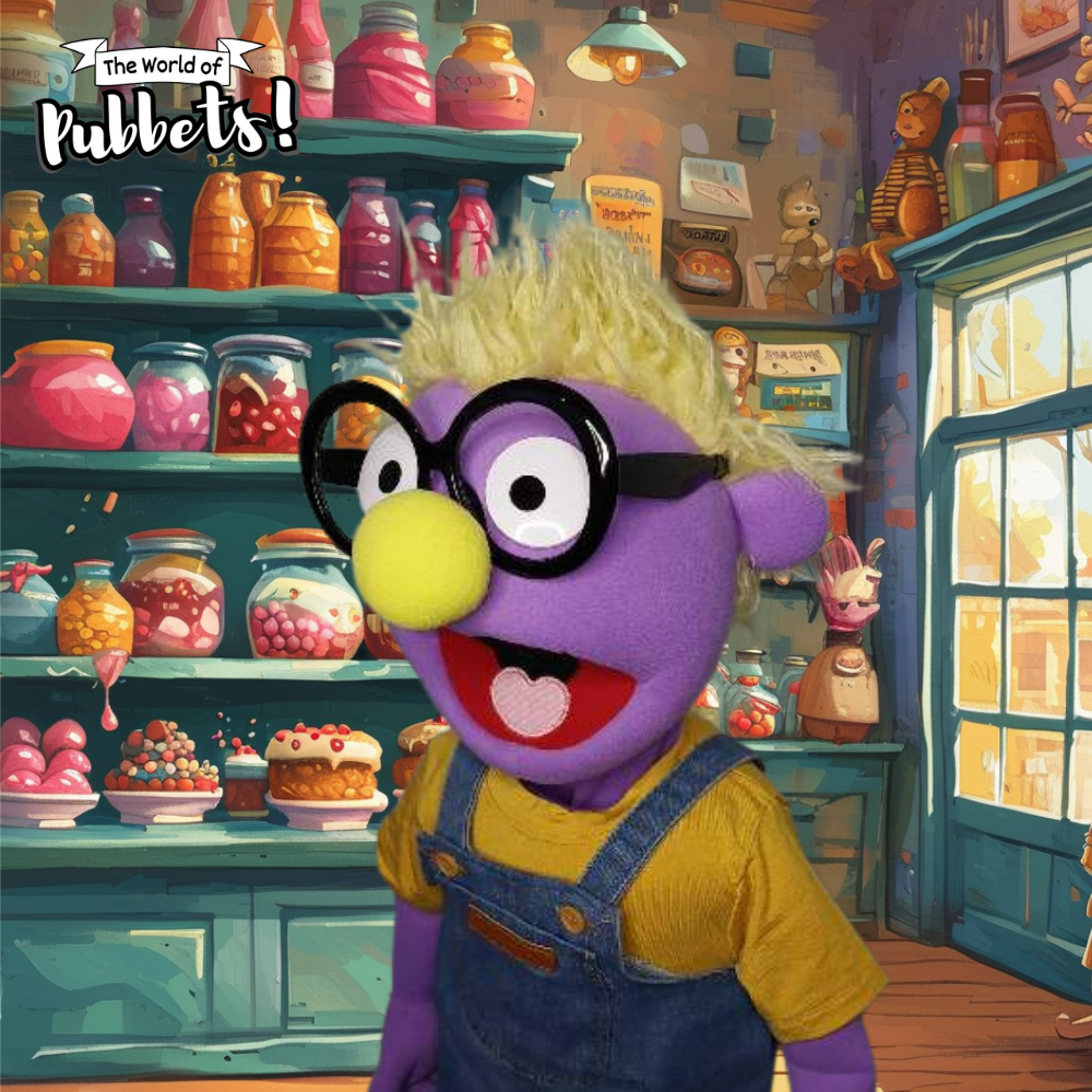 Bobby - Premium Full-Body Purple Puppet with Oversized Glasses