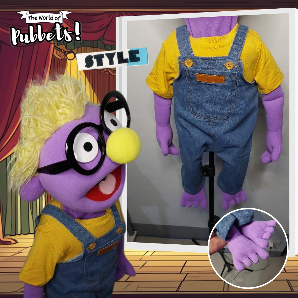 Bobby - Premium Full-Body Purple Puppet with Oversized Glasses