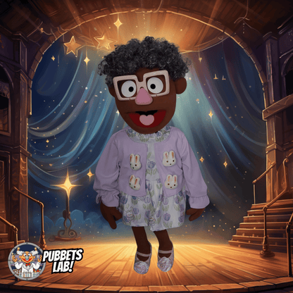 Grammy Sue – Brown Full-Body Grandma Hand Puppet with Rabbit Dress & Glasses | DHL Express Shipping Included