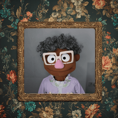 Grammy Sue – Brown Full-Body Grandma Hand Puppet with Rabbit Dress & Glasses | DHL Express Shipping Included
