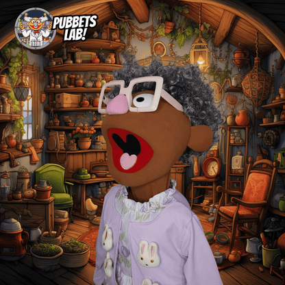 Grammy Sue – Brown Full-Body Grandma Hand Puppet with Rabbit Dress & Glasses | DHL Express Shipping Included