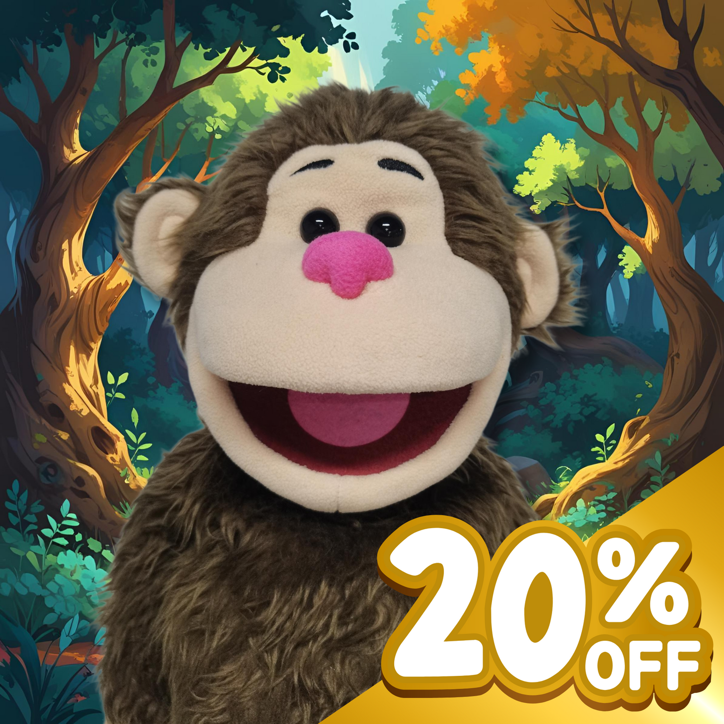 PRE-ORDER Elroy - Full-Body Brown Monkey Puppet (24"/60cm) Shipping October