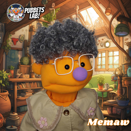 Memaw - Premium Orange 32" Full-Body Grandma Hand Puppet with Outfit, Shoes & Carry Bag