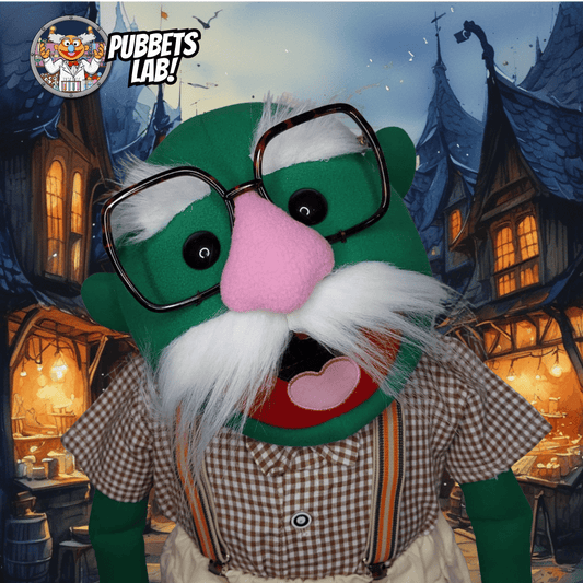Papa Joe – Green Full-Body Hand Puppet with Moustache & Glasses | DHL Express Shipping Included