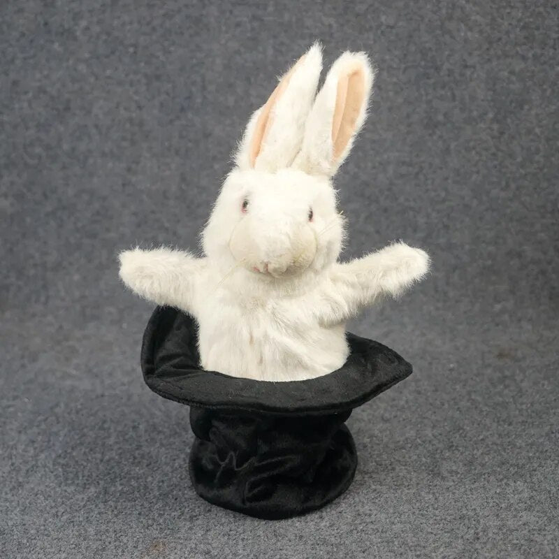 Rabbit in Hat Hand Puppet 13" Tall
