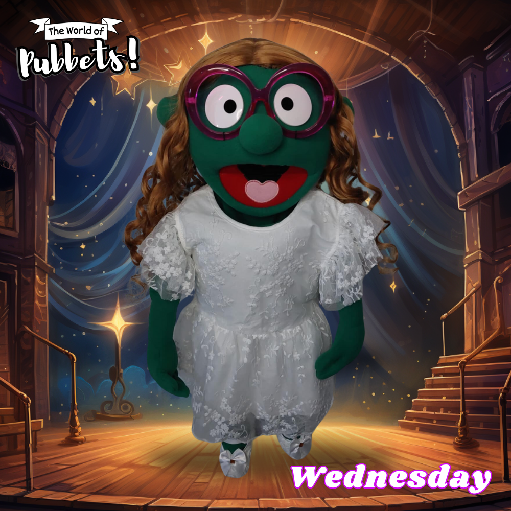 Wednesday - Premium Full-Body Dark Green Girl Puppet – Pubbets!