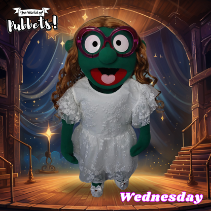 Wednesday - Premium Full-Body Dark Green Girl Puppet