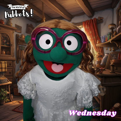 Wednesday - Premium Full-Body Dark Green Girl Puppet