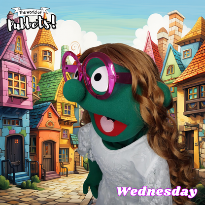 Wednesday - Premium Full-Body Dark Green Girl Puppet