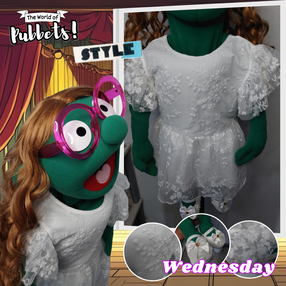 Wednesday - Premium Full-Body Dark Green Girl Puppet