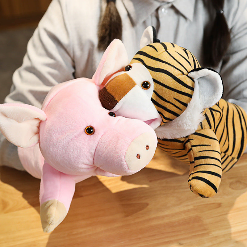 Pig & Tiger Hand Puppets – 28cm Plush Puppets for Storytelling Fun