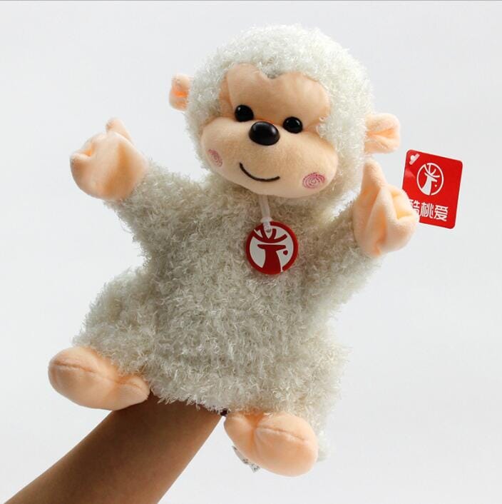 Big World Enterprises Puppet Cream Sheep Fuzzy Friends! 35cm Soft Animal Hand Puppets - Sloth, Monkey and Sheep