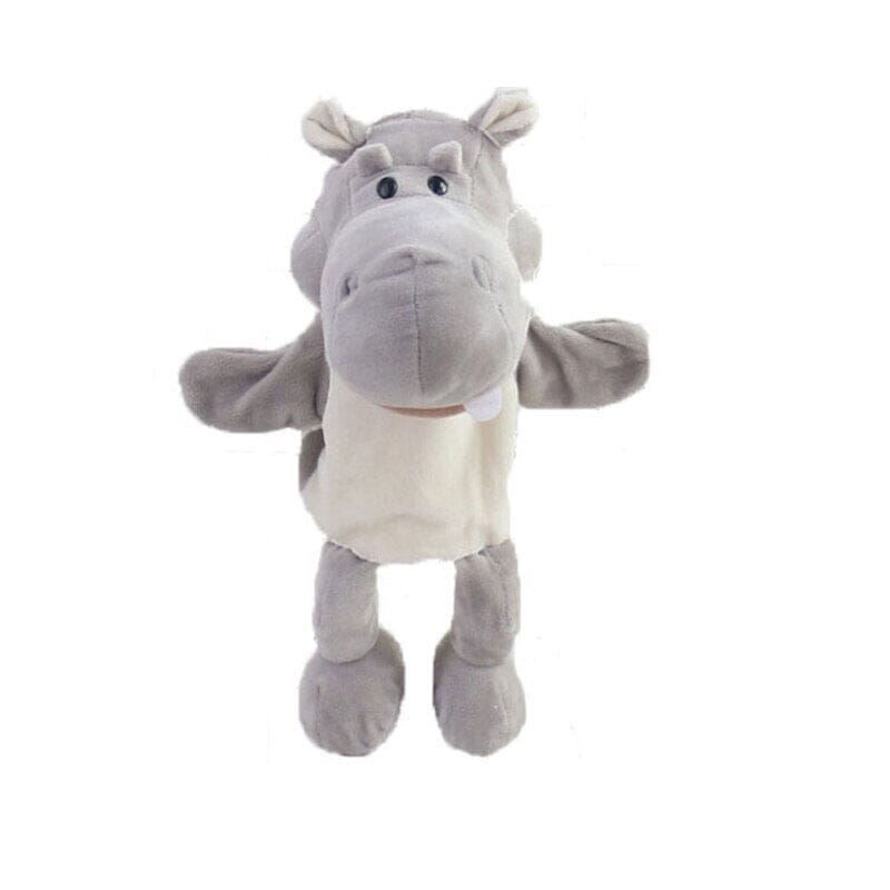 Big World Enterprises puppet Grey Hippo Pubbets Zoo 35cm Moving Mouth Animal Puppets
