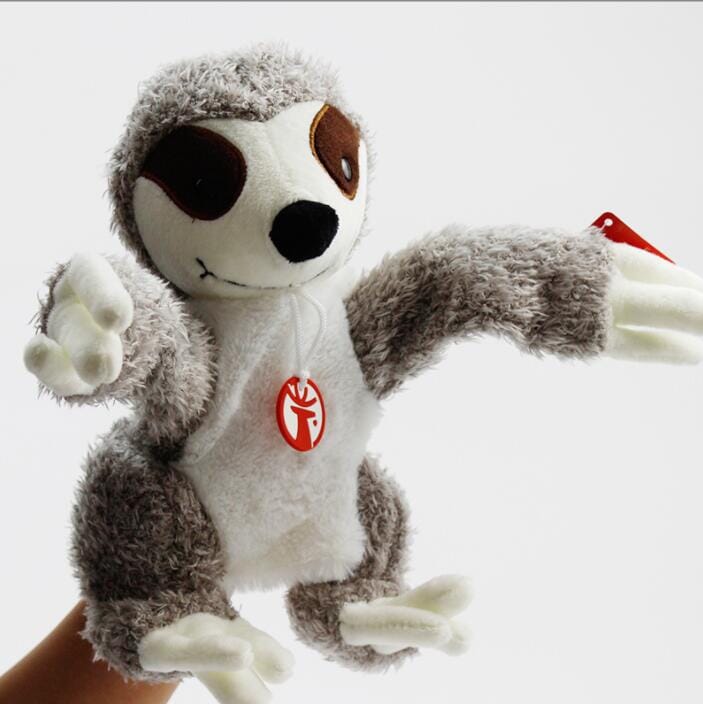 Big World Enterprises Puppet Grey Sloth Fuzzy Friends! 35cm Soft Animal Hand Puppets - Sloth, Monkey and Sheep