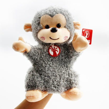 Big World Enterprises Puppet Monkey 2 Fuzzy Friends! 35cm Soft Animal Hand Puppets - Sloth, Monkey and Sheep