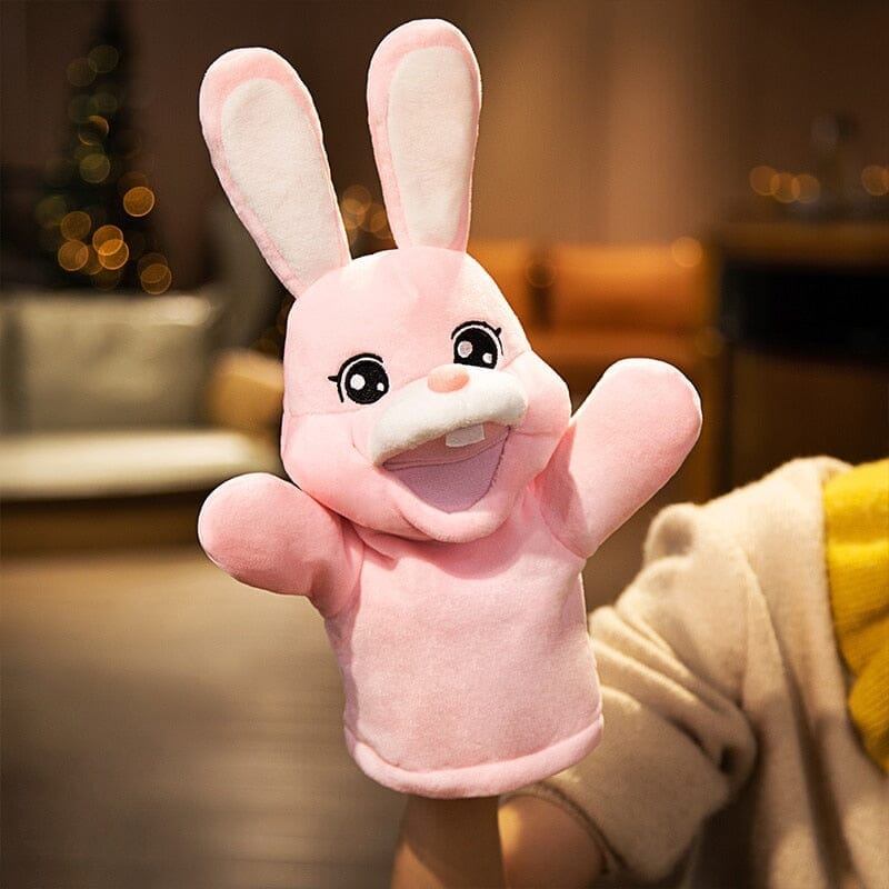 Big World Enterprises puppet Pink Hoppy Pals! 35cm Soft Rabbit Hand Puppets