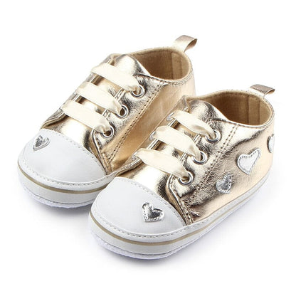 Blissy Premium Outfitters Gloden / Full-Body Pubbet Heart Bling Shiny Sneakers. Pubbet Sized and Super Cute!