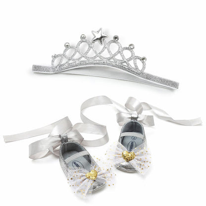 Blissy Premium Outfitters Pubbets Princess Sequined Bow Shoe & Headband Set