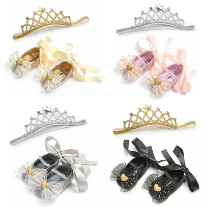 Blissy Premium Outfitters Pubbets Princess Sequined Bow Shoe & Headband Set