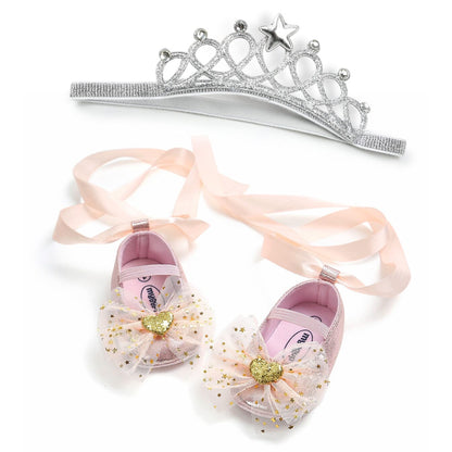 Blissy Premium Outfitters Pubbets Princess Sequined Bow Shoe & Headband Set