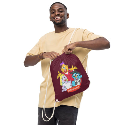 Pubbets Merch Burgundy Organic cotton drawstring bag